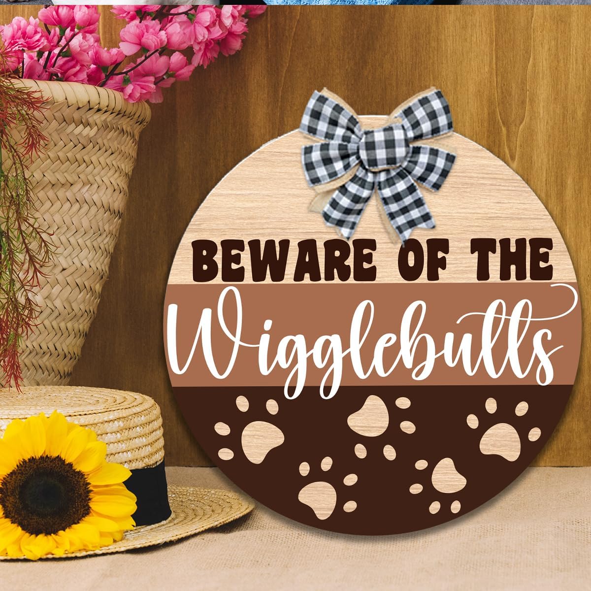 Beware of The Wigglebutts Front Door Sign,Beware of the Wiggle Butts Sign,Farmhouse Dog Wall Decor Hanging Wooden Sign for Pet Shop Decor - Image 6