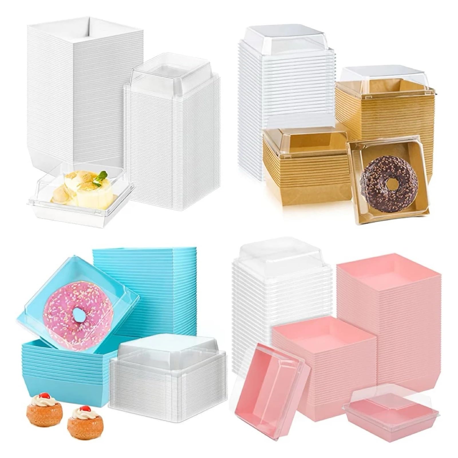 Kuchenbox, Opakowanie na ciasto papierowe, pieczywo, ciasteczka, pudełka prezentowe, wielokolorowe, 30/60 sztuk(White,60Pack)