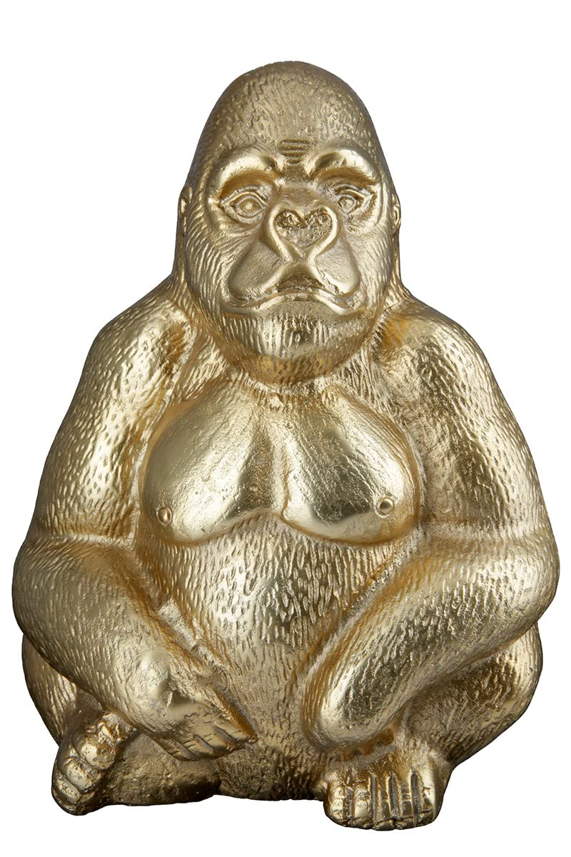 GILDE Gorilla Decorative Animal Figure Sculpture - Modern Art and Decoration Made of Resin - Colour: Gold - Height 27 cm