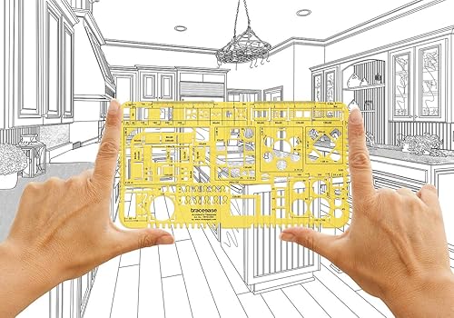 Miniatura 4 de Traceease Lote de 9 piezas, plantillas de arquitecto para herramientas de dibujo de cocinabañocama- Plantillas de diseño de interiores