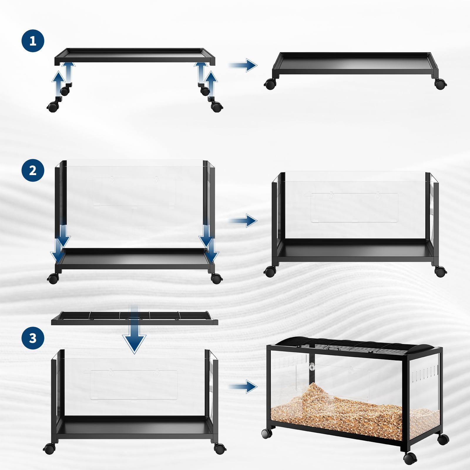 Jaula para Hamster Metal, 96x47x50 cm, Caja De Cría Reptiles, Jaula Roedor Metal Plástico Ruedas para Hamster Sirio Enano