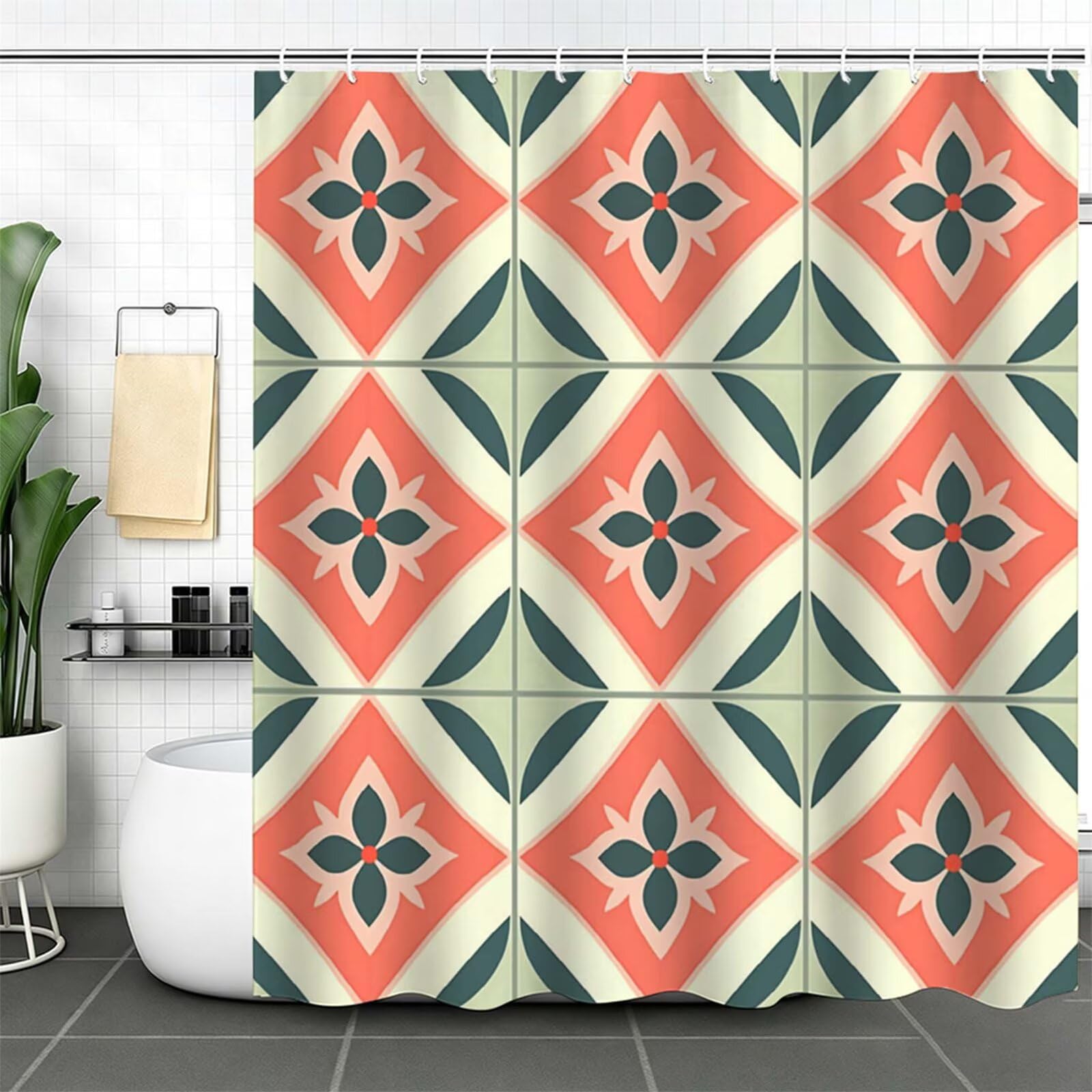 Tenda Doccia 180x240cm Verde salvia Tenda per Doccia con 12 Anelli, Bordo Ponderato, Polyester Tessuto Lavabile, Asciugatura Rapida, Facile da Pulire, per Bagno Dormitorio Hotel moderno J-357