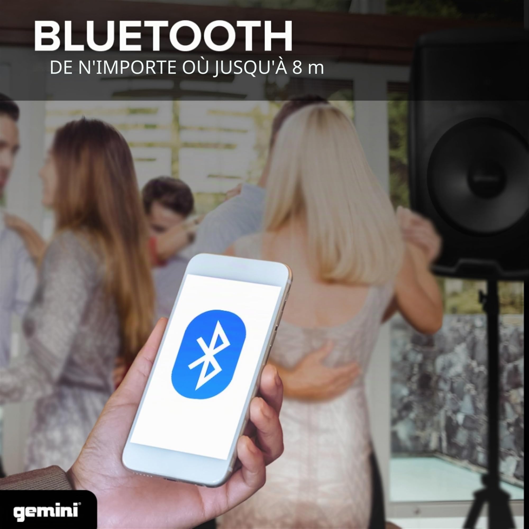 Gemini Sound Sound AS-2115BT-PK Party Bluetooth 15 Woofer 2000W Système Actif PA DJ Bluetooth Haut-parleurs avec Support de Haut-parleur, Microphone / Carte SD USB, entrées XLR avec poignées, TWS
