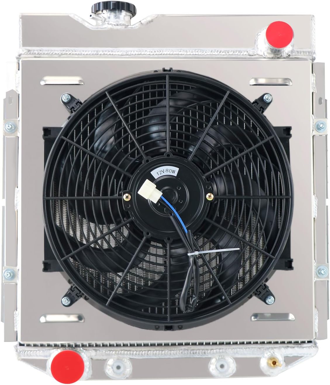 3 Row Aluminum Radiator Compatible with 1965-1966 Ford Mustang Comet Falcon 302 351 390 428 429 V8 SWAP Engine Cooling +Shroud+Fans+Relay kit