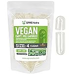 XPRS Nutra Size 4 Empty Capsules - 100 Count Small Clear Empty Vegan Capsules- Vegetarian Pills - DIY Vegetable Capsule Filling - Fillable Do-It-Yourself Caps for Supplements