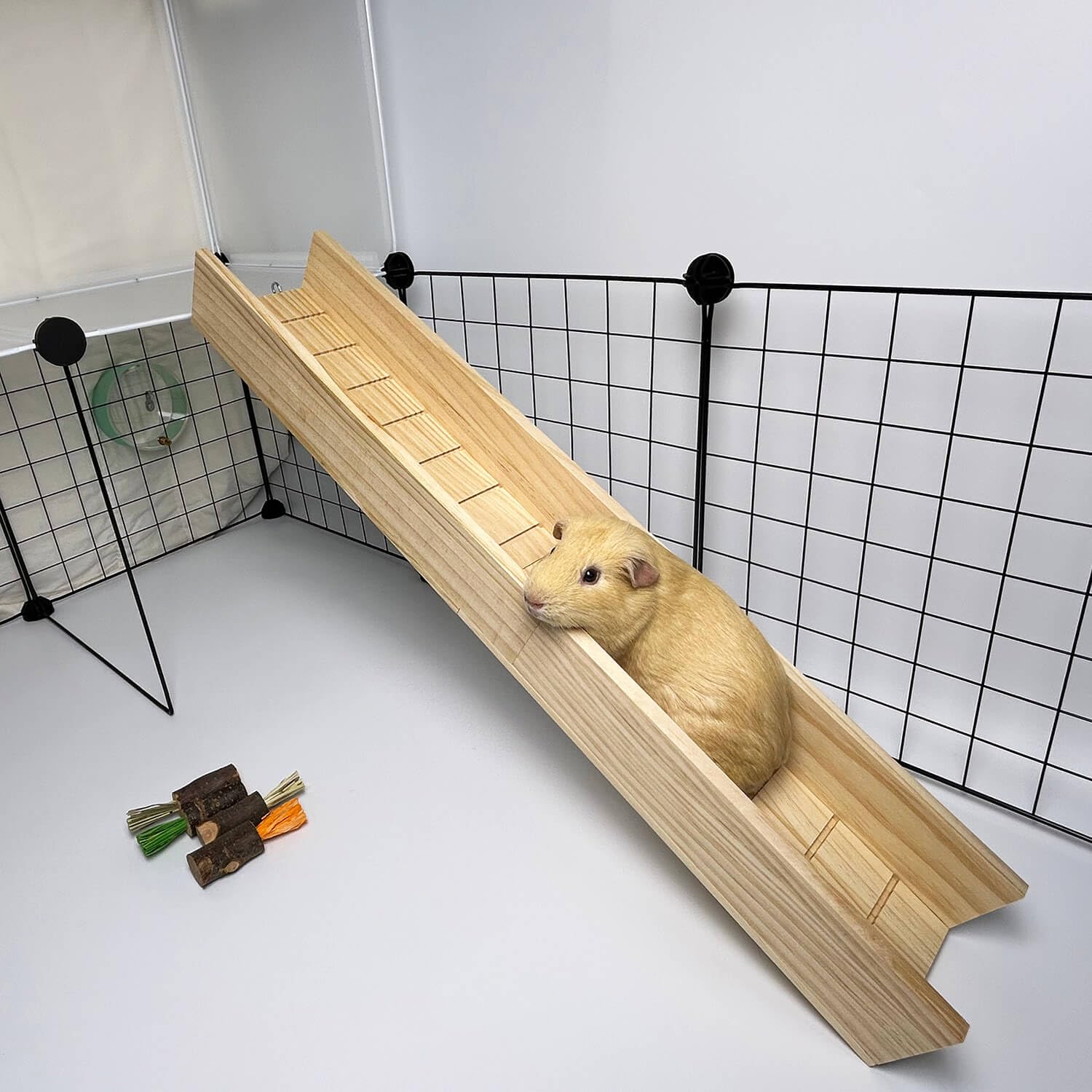 Puente de cobayas, rampa de escalera de madera para animales pequeños, puente de rampa de jaula de cobayas, accesorios de jaula de cobayas, hurones, chinchillas (grande)