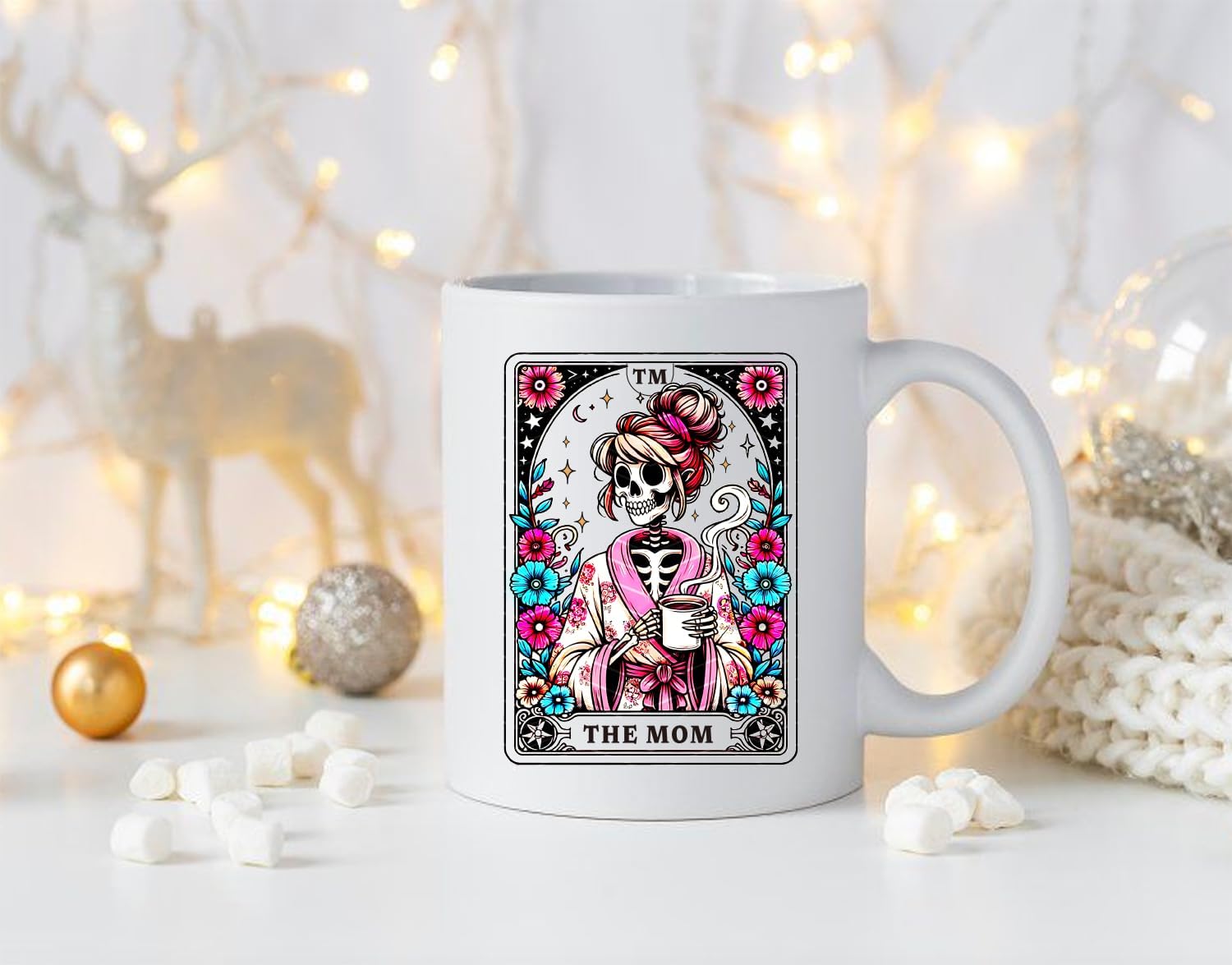 Funny Skeleton Mom Ceramic Mug - 11 oz Gothic Coffee Cup for Witchy Mothers Day, Spooky Gift for Tarot Lovers, Sister & Best Friend (Halloween/Birthday) -3 - Image 2