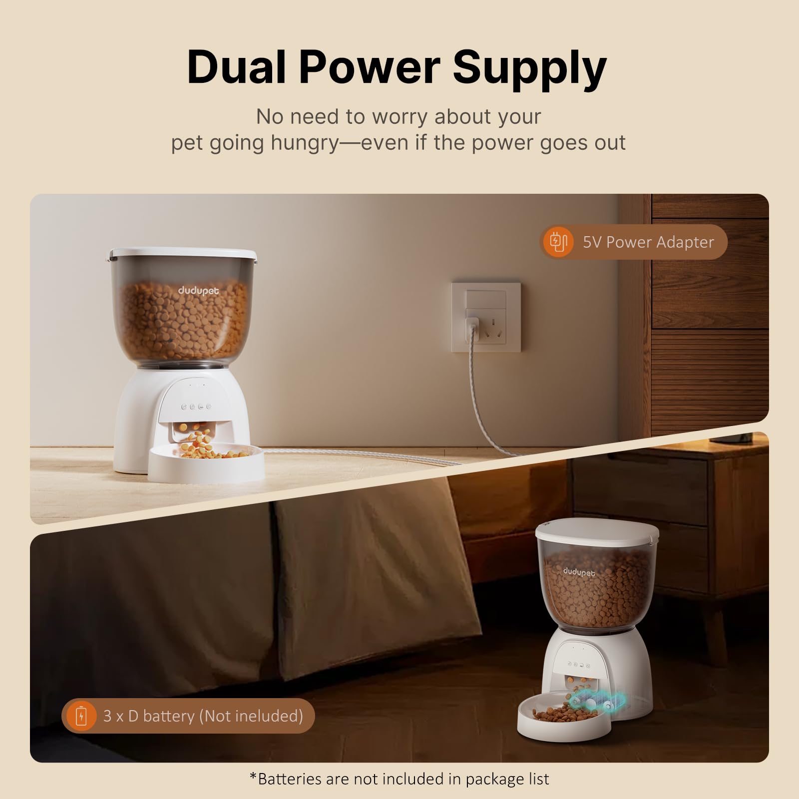 Automatic Cat Feeder 5G WiFi, Automatic Pet Feeder with App Remote Control, 5L Cat Dry Food Dispenser Dual Power,10 Meals Programmable 1-15 Portion Control Auto Cats Feeders for Indoor Use - image 6