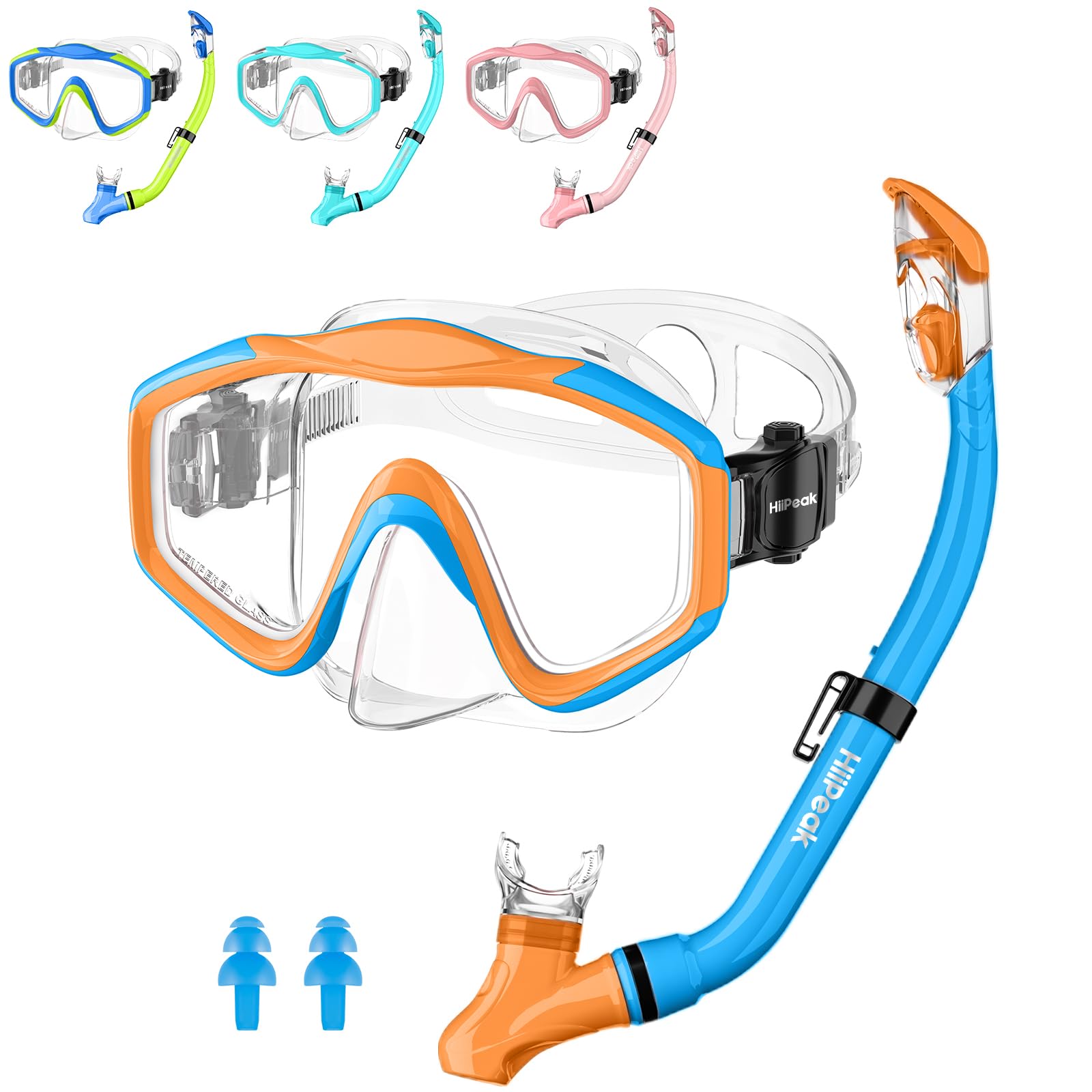 Hiipeak Gafas Snorkel Niño, Snorkel para niños, Gafas de Buceo para Adolescentes, Mascara Buceo para niños y niñas, Gafas de Buceo antivaho y antifugas con Snorkel seco para bucear y bucear