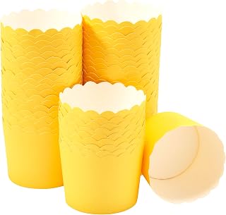 DecoPac Yellow Scalloped Baking Cups, Perfect For Delicious Cupcakes, Delicate Scalloped Edge, 50 Oven Safe Cupcake Cases(Pack of 1)