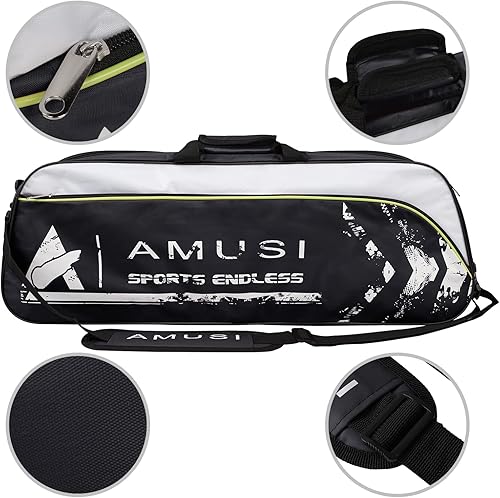 Miniatura 6 de Bolsa de raqueta de bádminton de tenis con capacidad para 3  4 unidades, con compartimento para zapatos y bolsillo lateral para hombres y mujeres,