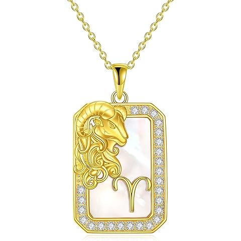 TOUPOP Gold Plated Sterling Silver Constellation Pendant Necklace Mother of Pearl Jewelry Zodiac Sign Gifts for Women