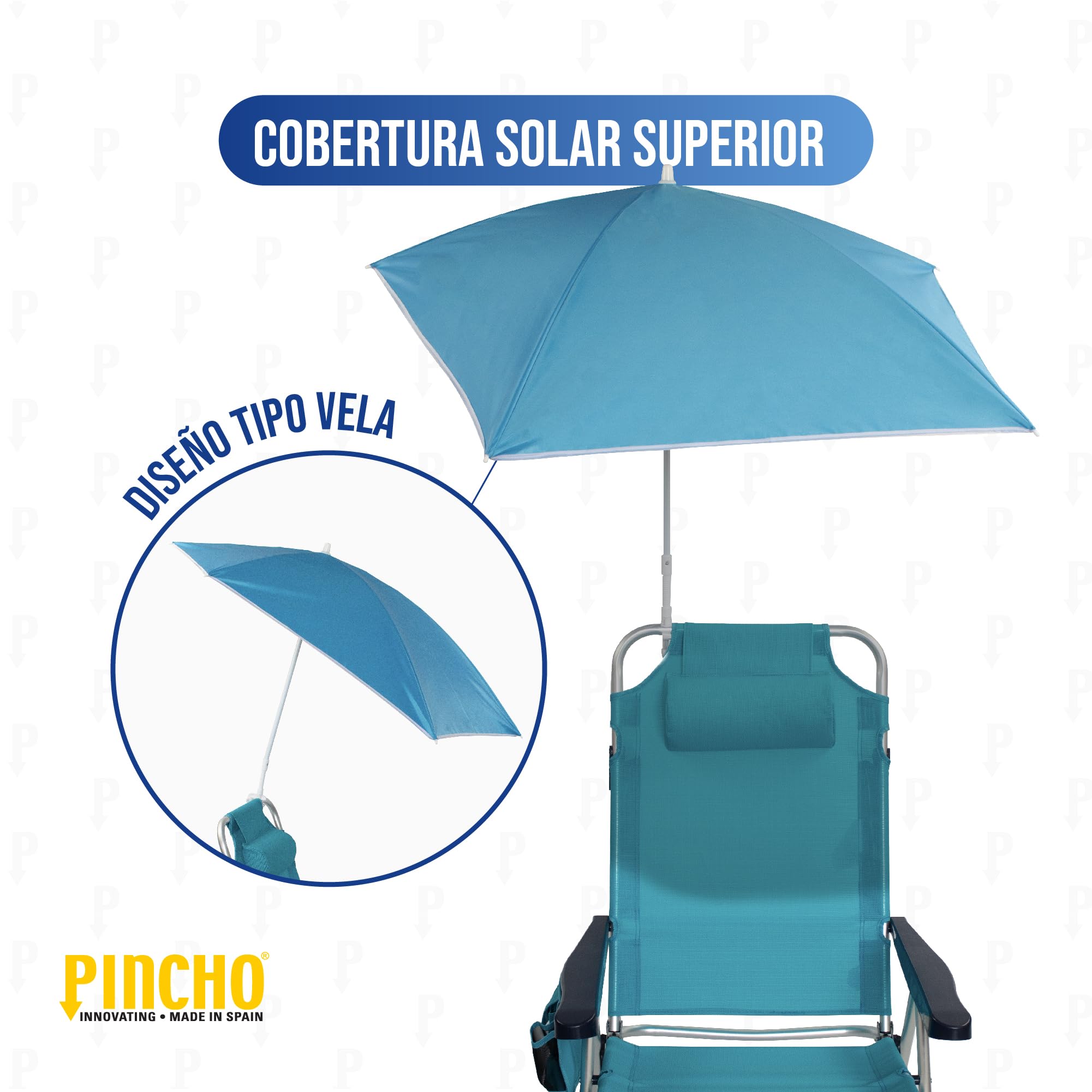 Pincho Ombrellone a vela da spiaggia con rotazione a 360 gradi e doppia posizione di ancoraggio, protezione solare UPF, struttura leggera pieghevole, ideale per pesca, lettura e attività all'aperto (2