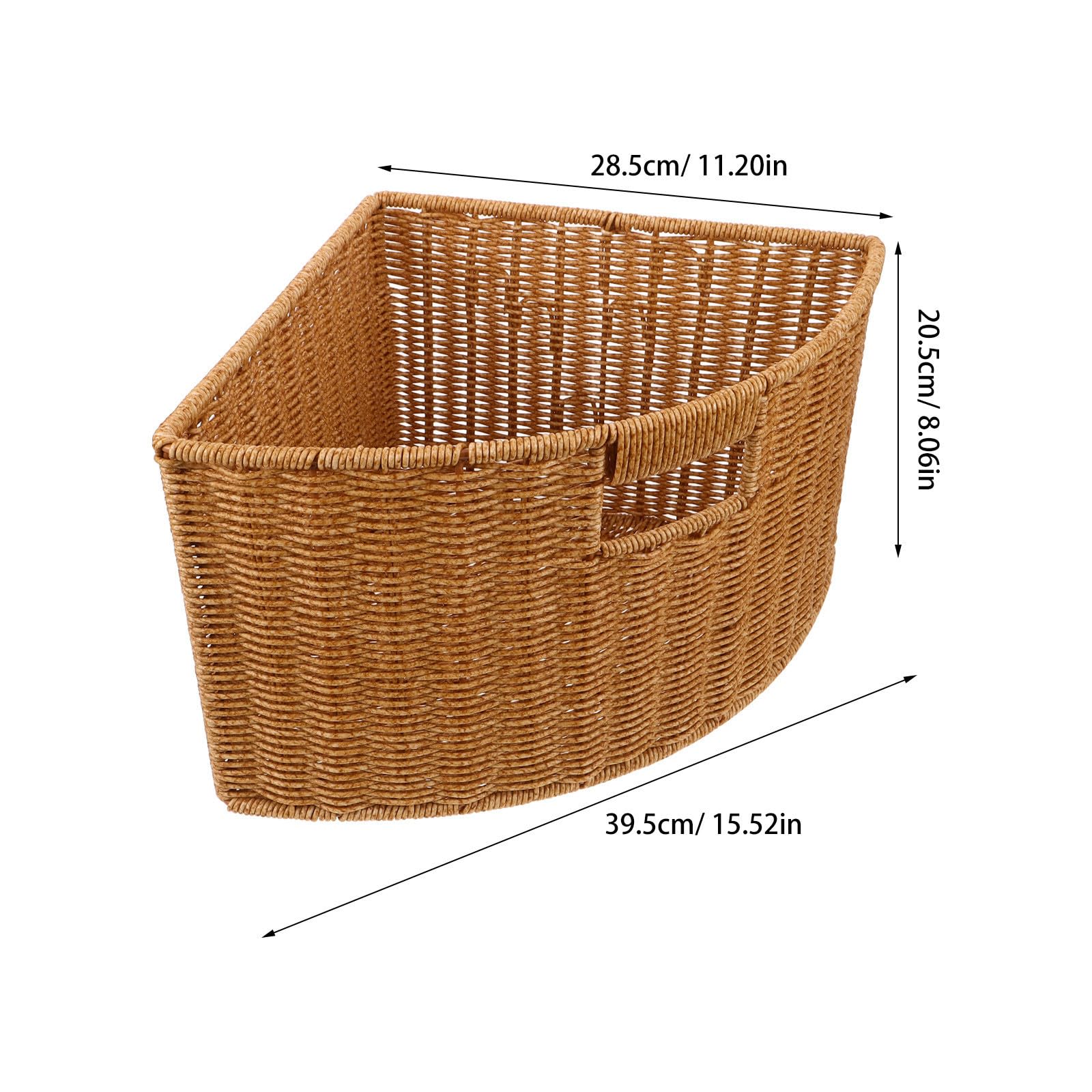 Alipis Cesta Esquinera Triangular de Imitación Ratán Diseño Elegante, Material Plástico y Metal, Organizador Versátil y Portátil para Encimeras y Armarios