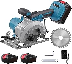 18V Cordless Circular Saw, 3000W 7000RPM Compact Electric Circular Saws with 2 Battery, Maximum Cutting Depth 36MM (50°) 40MM (90°), Mini Saw for Wood, Soft Metal, Tile, Plastic Corded
