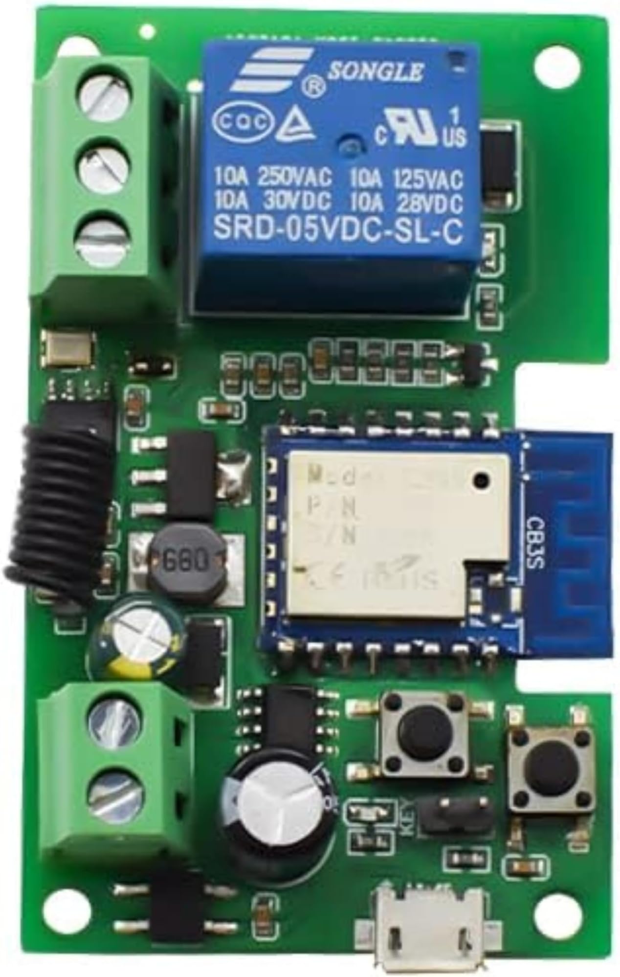 TYP-12 Wi-Fi Switch Smart 1CH Relay Module DC5V 12V 24V Self-locking RF433 Receive Garage Door Opener Compatible with Alexa (Pack of 1)