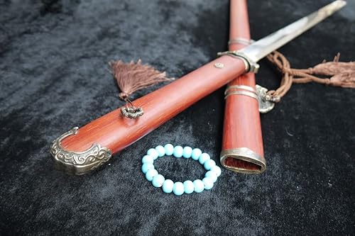 Miniatura 9 de Tang dao, hecha a mano, hoja de acero de alto carbono, secoya, latón, templado por calor, espiga completa