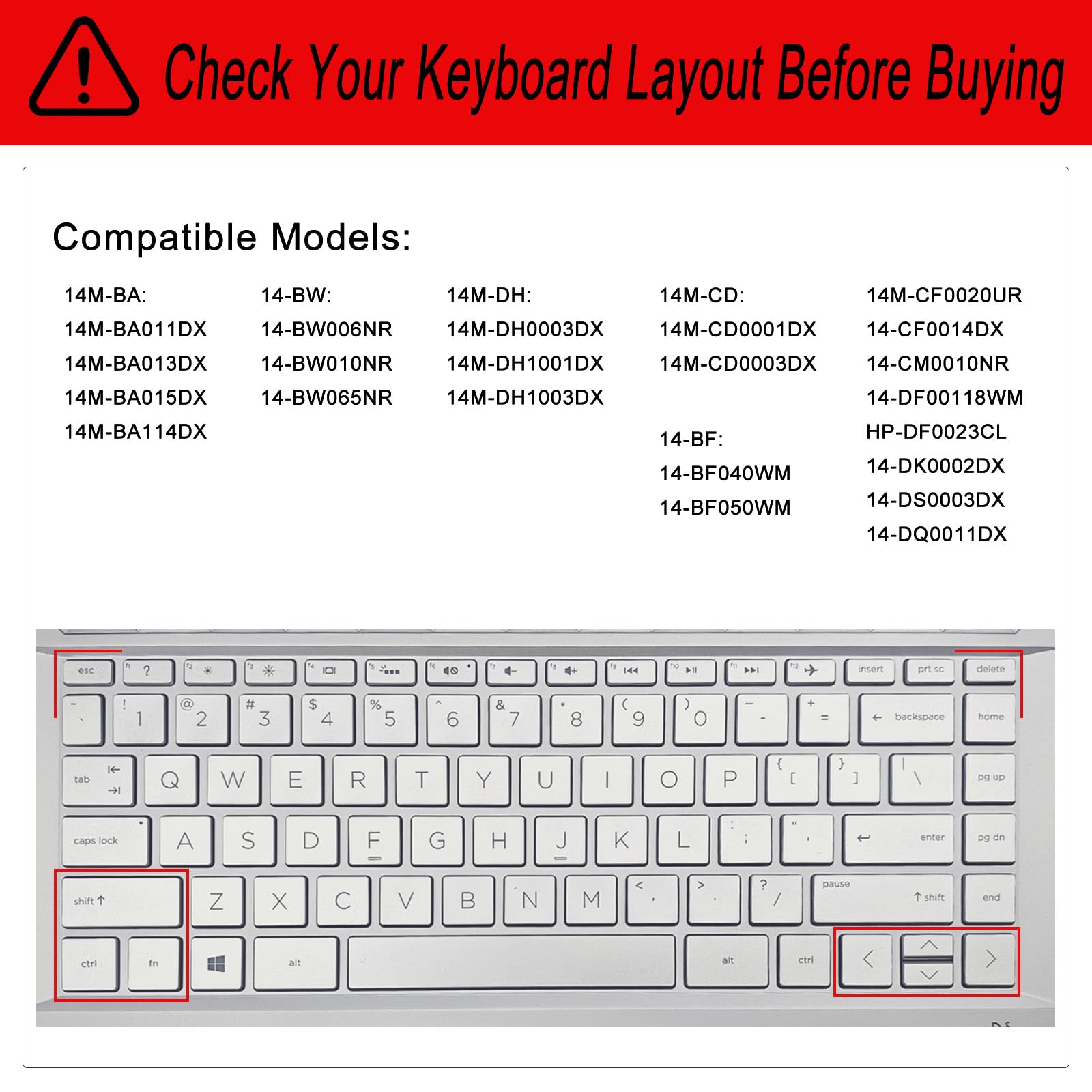 2Pcs Silicone Keyboard Cover for HP Pavilion x360 14