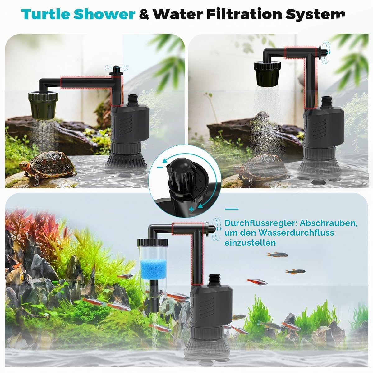 fishkeeper 30W Mulmsauger Aquarium Elektrisch, Einstellbar 1800 L/H Aquarium Sauger Elektrisch, 8-in-1 Wasserwechsel Pumpe mit Schlauch zur Sandreinigung, Kiesreiniger, Filterung, Wasserzirkulation