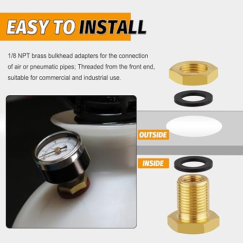 Vista 35 de KOOTNAS - Paquete de 2 accesorios de mamparo de latón macizo, conector de latón recto macho de 1 pulgada con anillo ondulado de metal, longitud