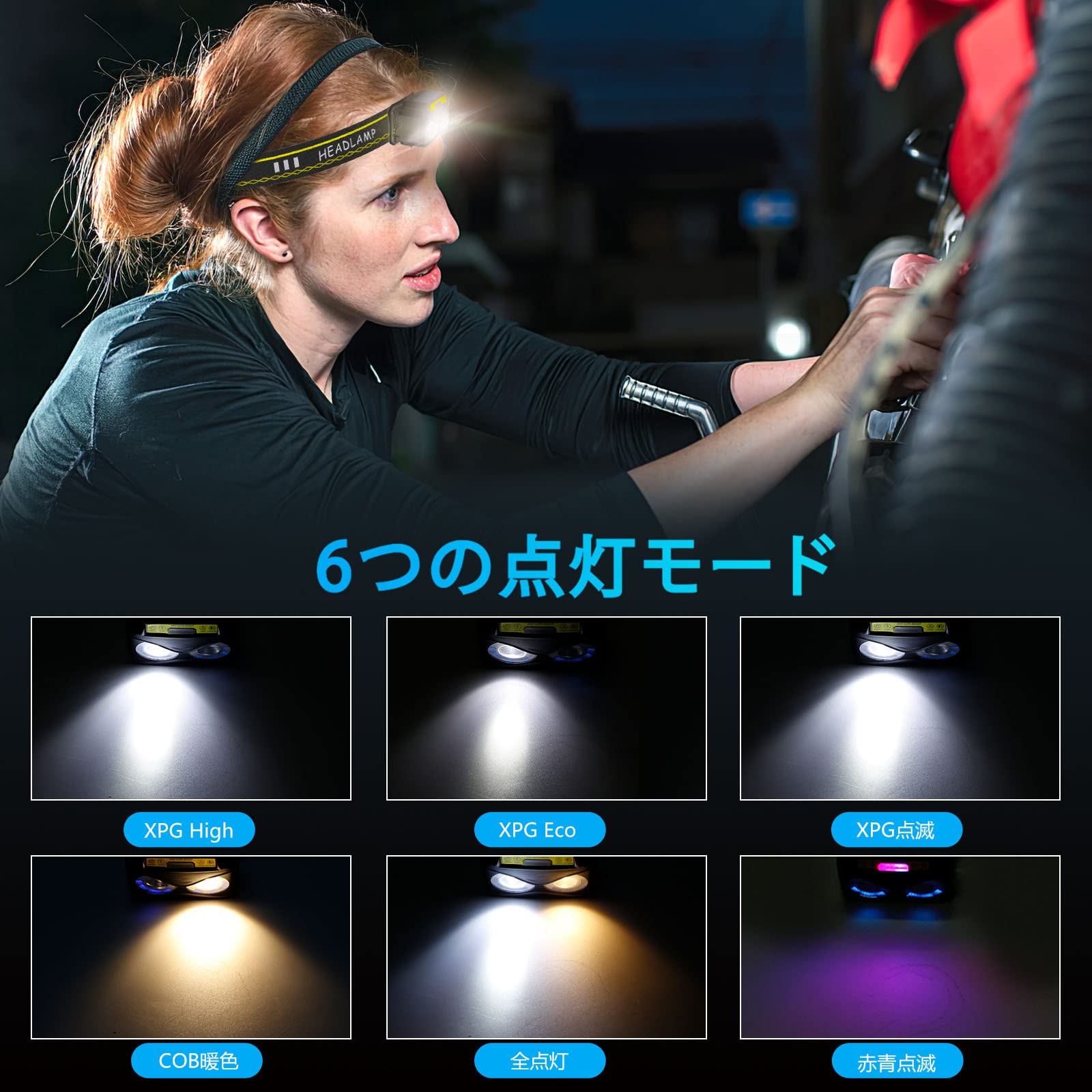 Amazon.co.jp: ヘッドライト 充電式 LED ヘッドライト 目に優しい 電球 