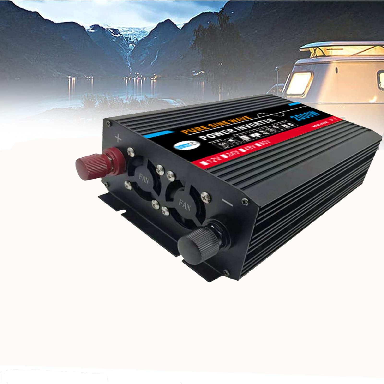 Inversor de Onda sinusoidal de 2000W DC12V/24V/48V/60V a Ac220 Home/Outdoor/RV/Camping Wave Inverter con Pantalla LCD