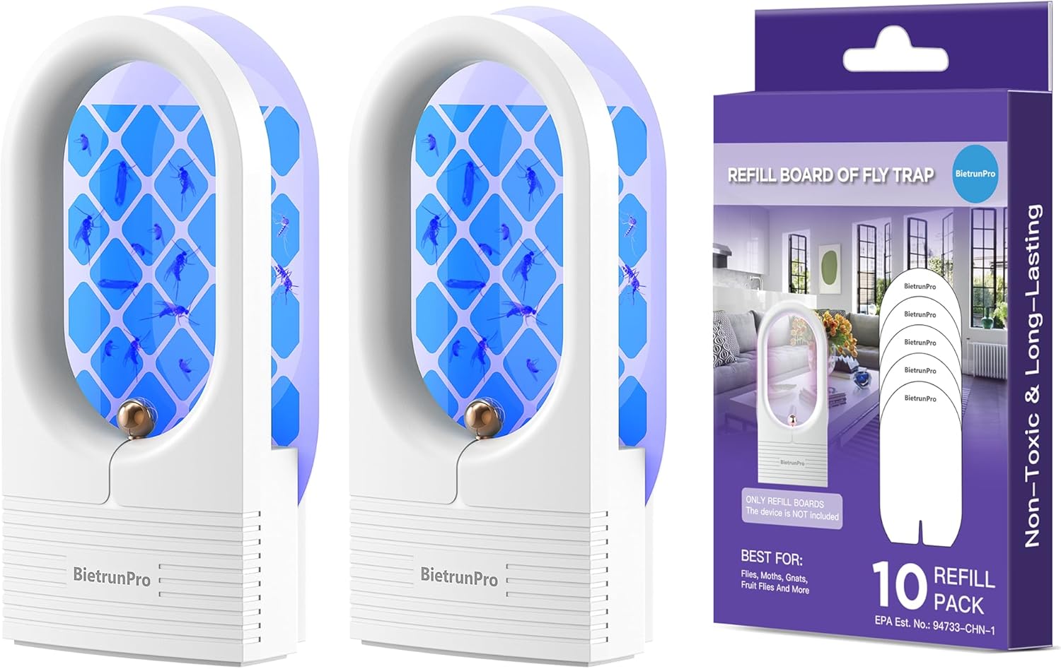 Fly Traps Indoor for Home(2PCS+10 Refill)