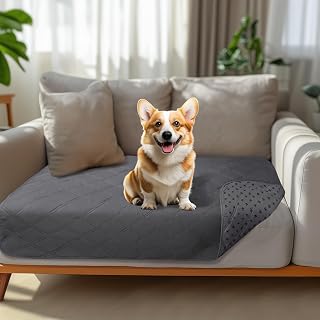 luciphia 100% Waterproof Dog Blanket with Non-Slip Dots Non-Slip Dog Blanket Cover for Sofa Bed Car, Sturdy Dog Mat Machine Washable for Travel Dogs,Grey 76 x 135cm