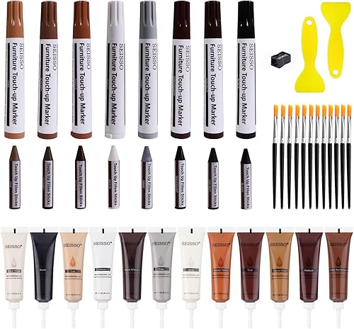 Miniatura 8 de SEISSO Kit de reparación de muebles de madera, rellenos de reparación de madera de 12 colores con masilla de madera. Se utiliza para manchas,