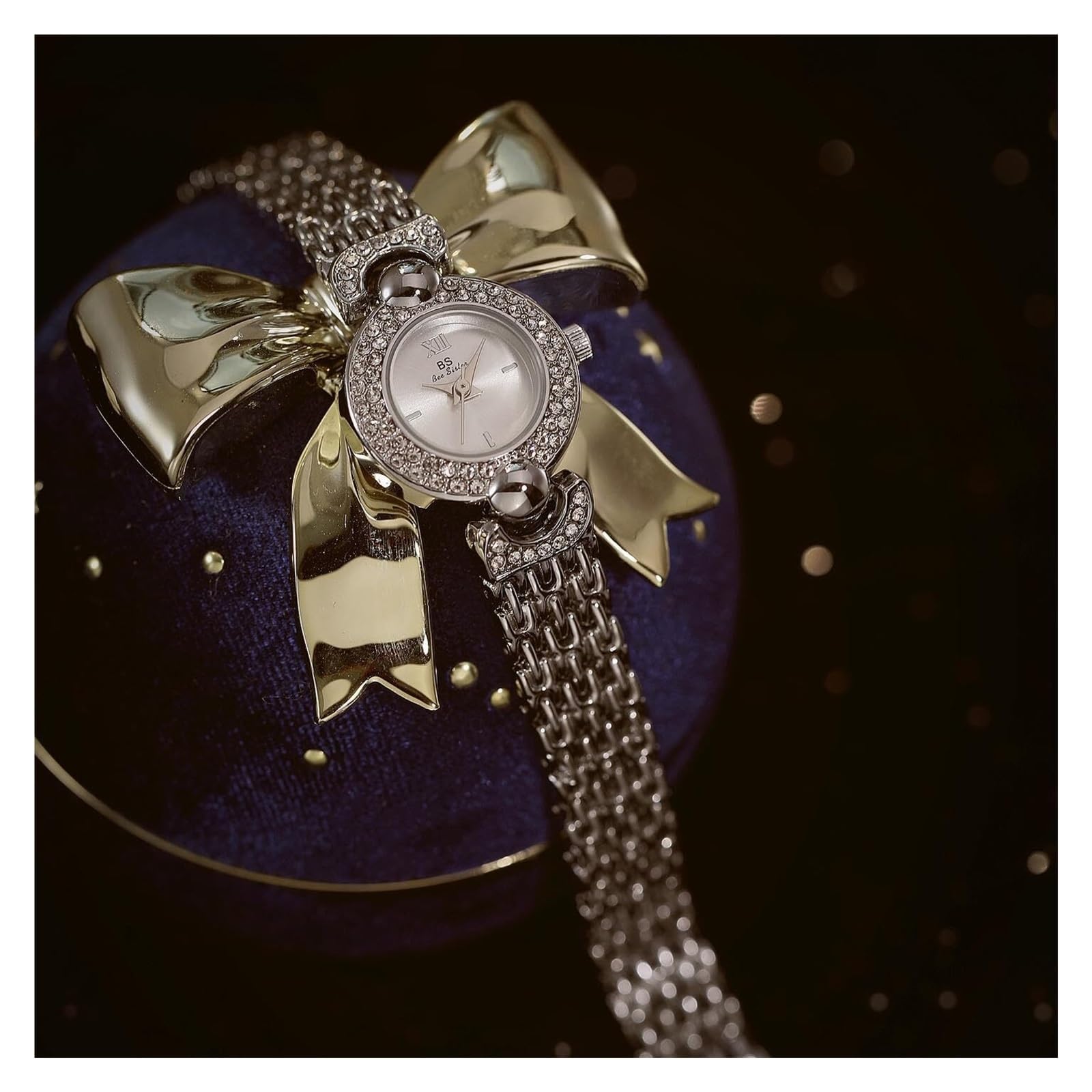 Orologio abbagliante da donna Small Petite Diamond | Orologio da polso con cinturino impermeabile con quadrante rotondo semplice for donna