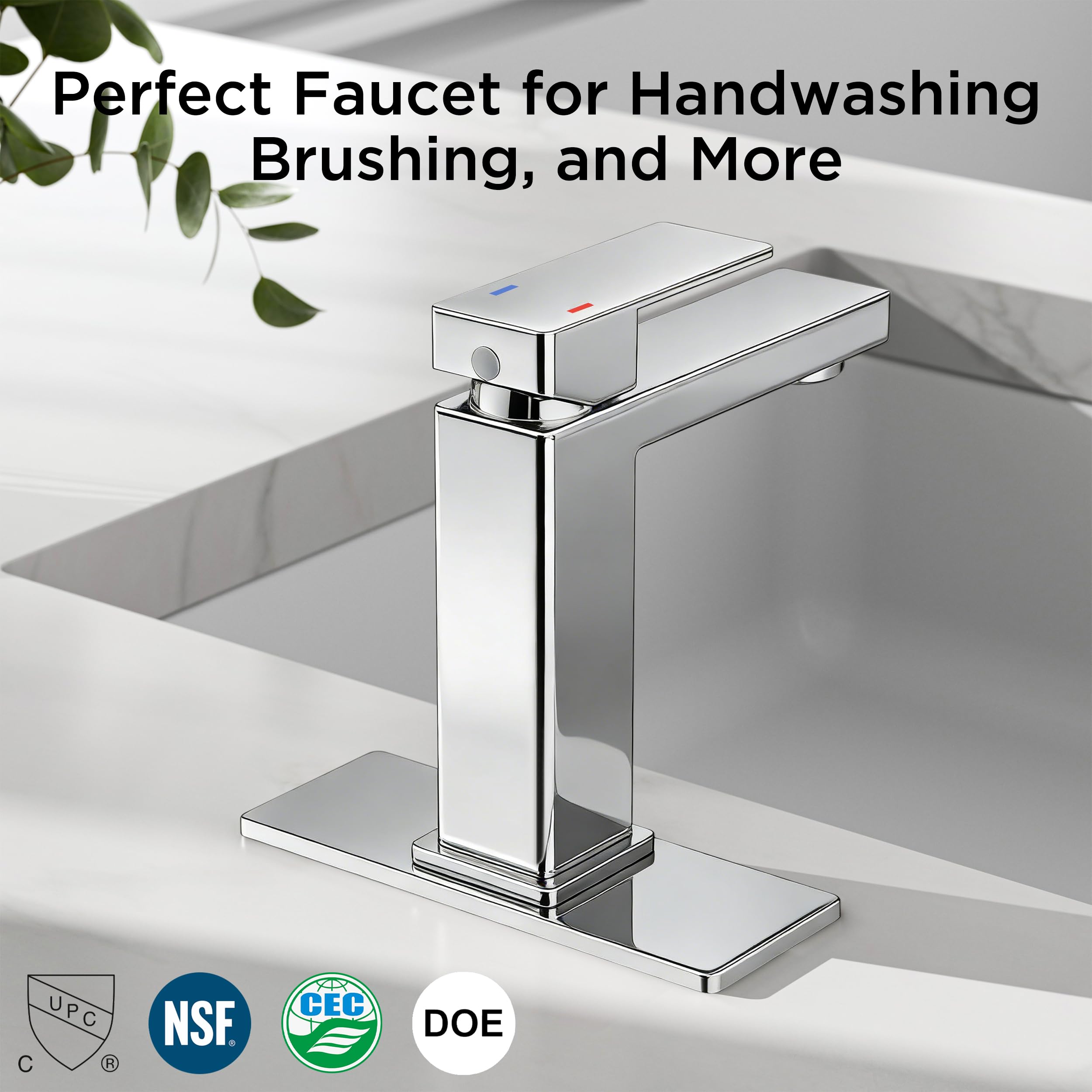 QHQQXN Grifos de baño, Grifo de baño Negro de un Solo Orificio con Drenaje emergente, sin Plomo, Grifo Monomando para Fregadero, tocador, RV, Lavabo, Adecuado para 1 o 3 Orificios