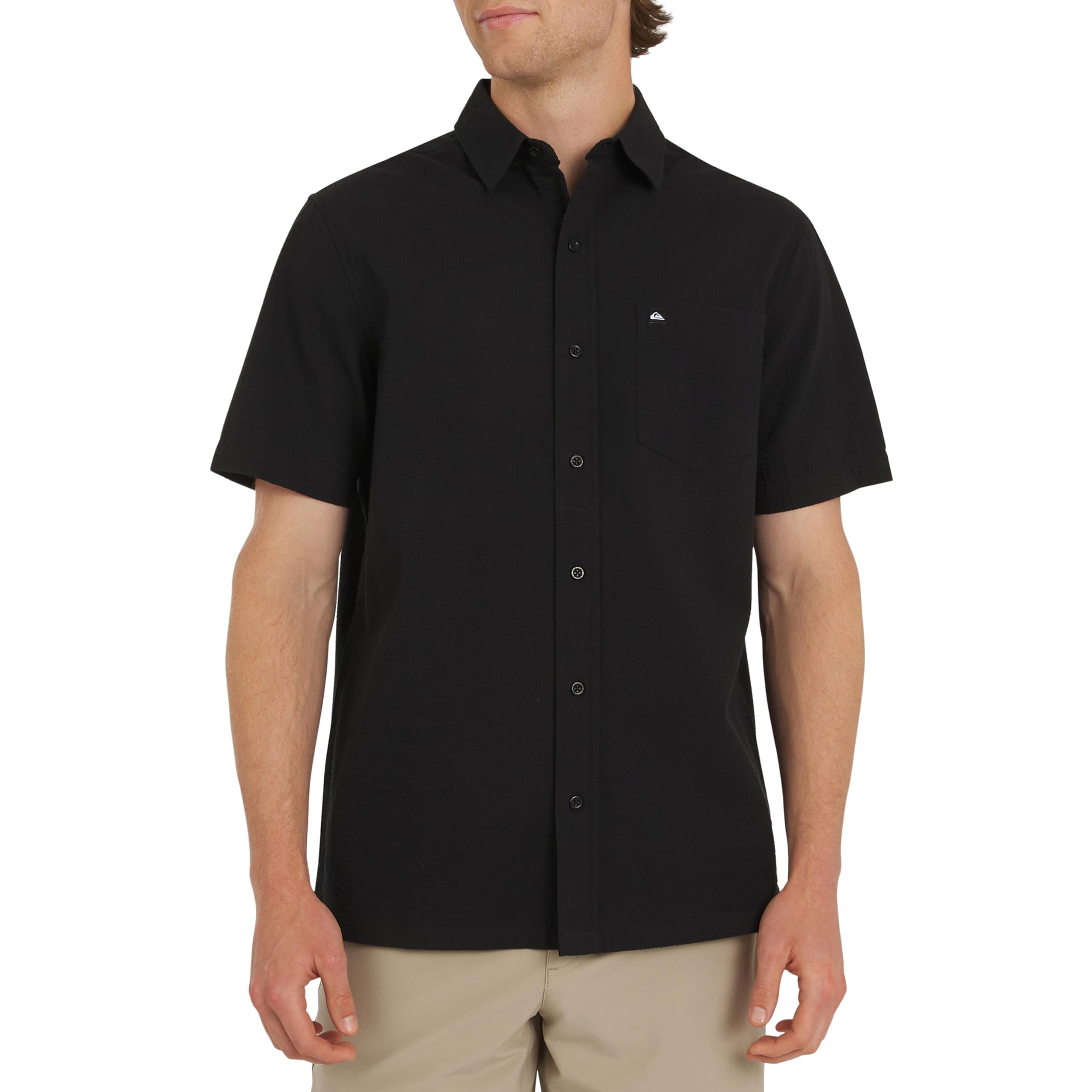 Quiksilver Men's Regular Fit Premium Cotton Short Sleeve Button Down Seersucker Shirt