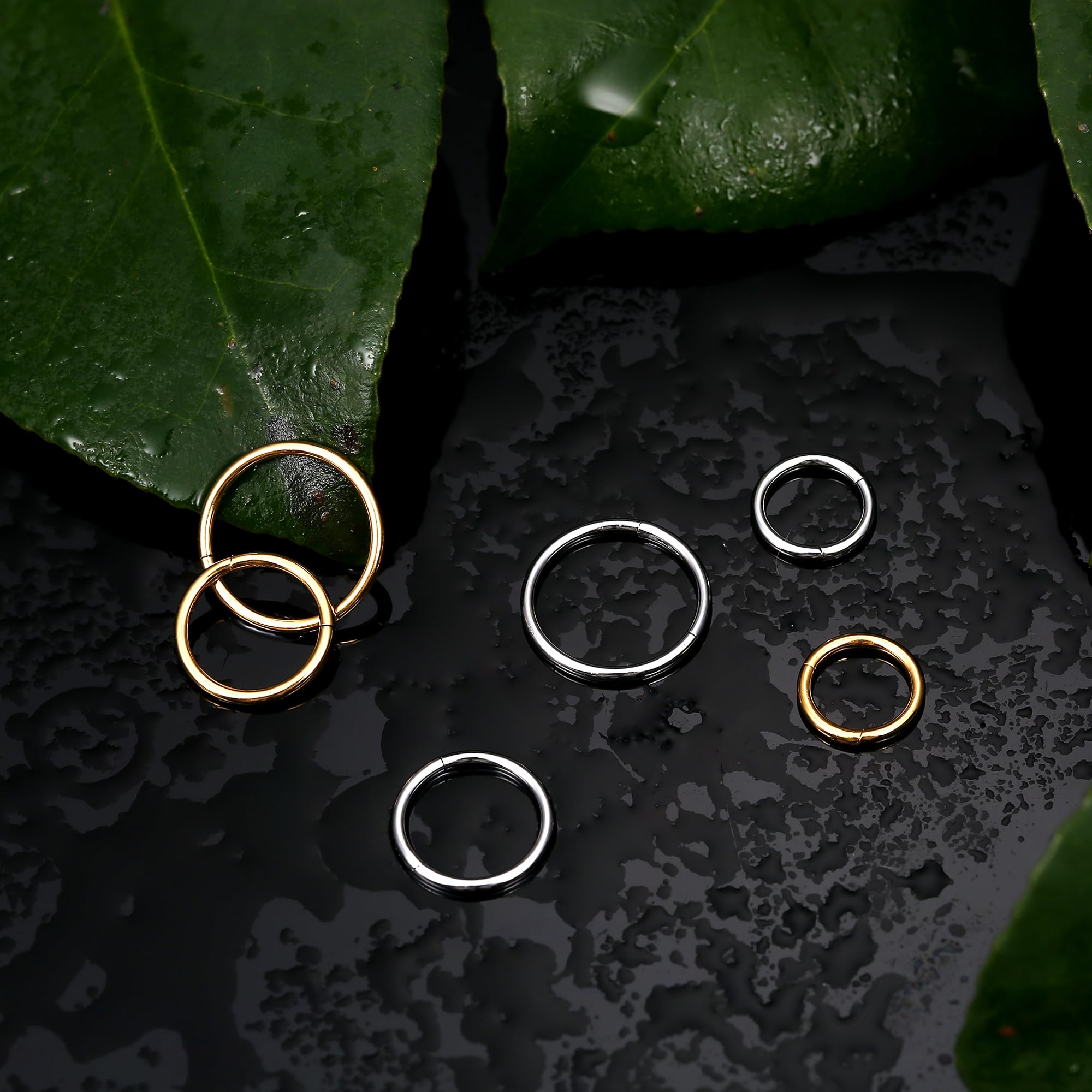 LOLIAS 12Pcs Piercing Nariz Oro Plata Piercing Nariz Acero Quirurgico 6/8/10mm Piercing Nariz Aro Piercing Septum Nostril Pendientes Nariz para Mujer Hombre 18/20G