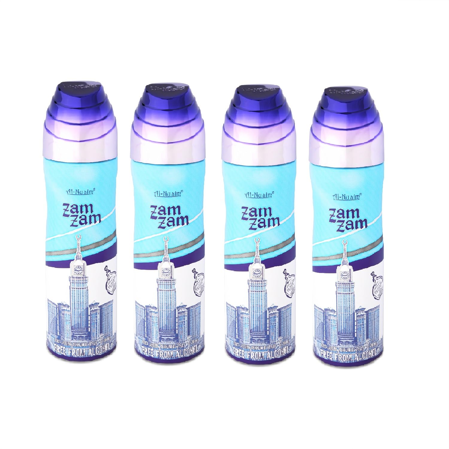 Al-Nuaim Zam Zam Alcohol Free Deodorant for Men & Women - Pack of 4 (200ml Each) | Long Lasting Body Spray
