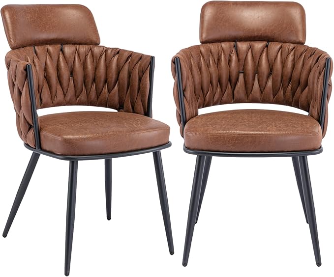 BFZ Dining Chairs Set of 2, MidCentury Modern Dining Chair, Retro Faux Leather