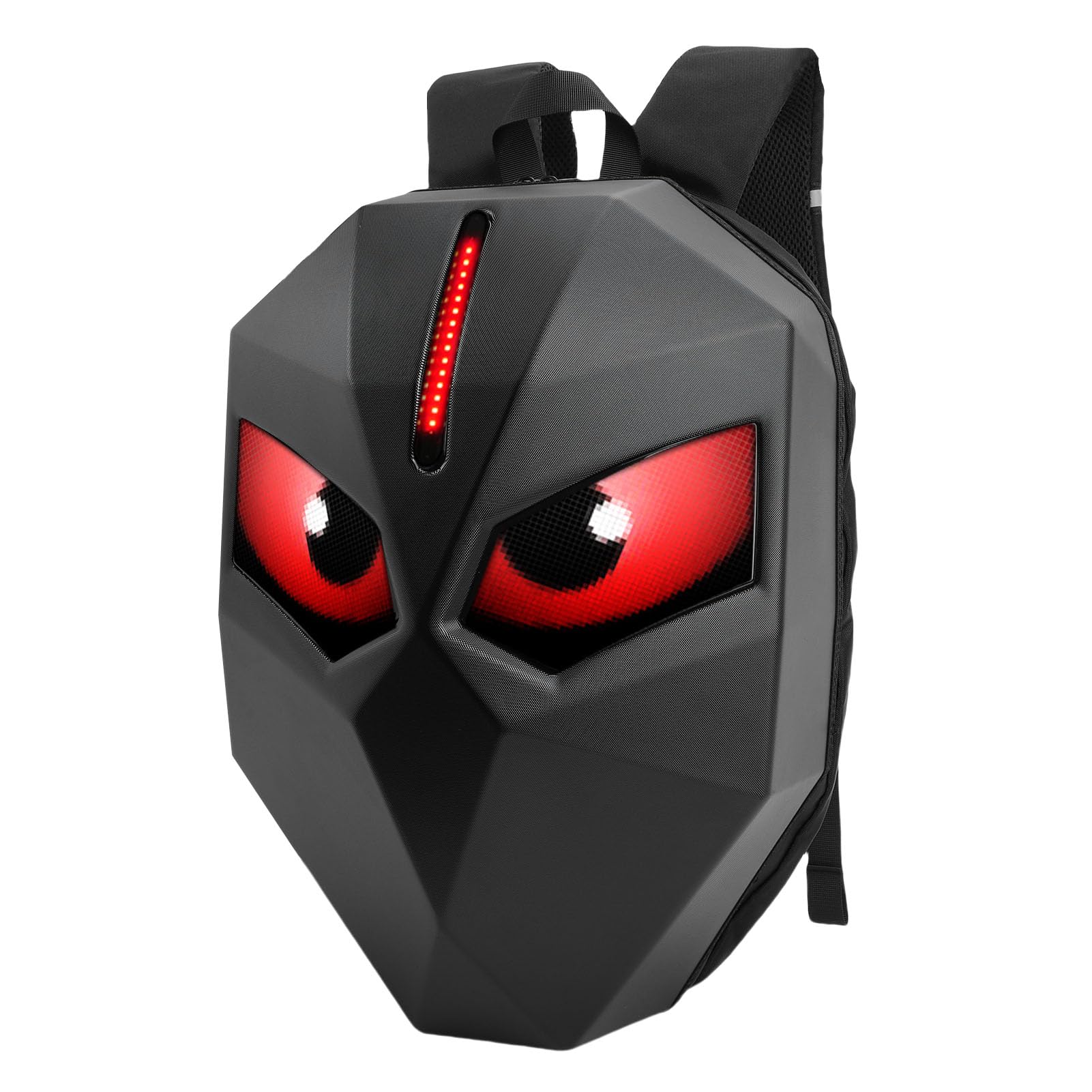 LED-Rucksack mit App-Steuerungsbildschirm, Programmierbarer Motorrad-Rucksack mit LED-Augen, Wasserdichter Hartschalen-Laptop-, Farbbildschirm, D