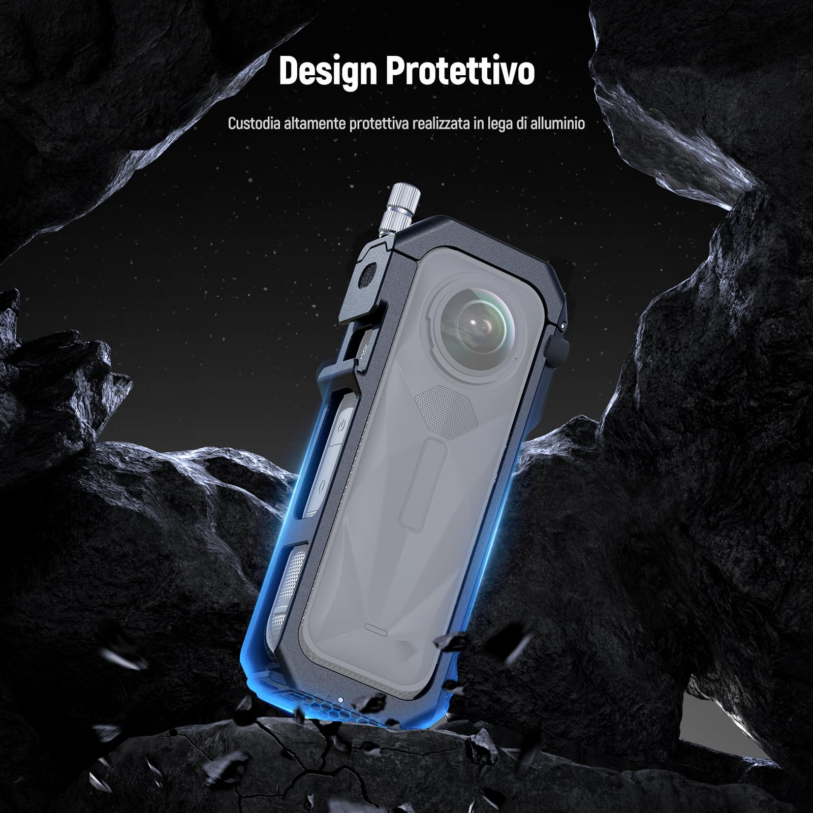 NEEWER Gabbia Fotografica per Insta360 X5, Custodia Protettiva, Telaio Lega Alluminio per Video Rig con Sgancio Rapido, Adattatore Montaggio, Filettature 1/4", Paraluce, Accessori per Action Camera