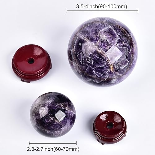 Miniatura 5 de JIC Gem Bola de cristal grande de amatista de ensueño con cristales curativos con soporte de madera, meditación para decoración del hogar, 4