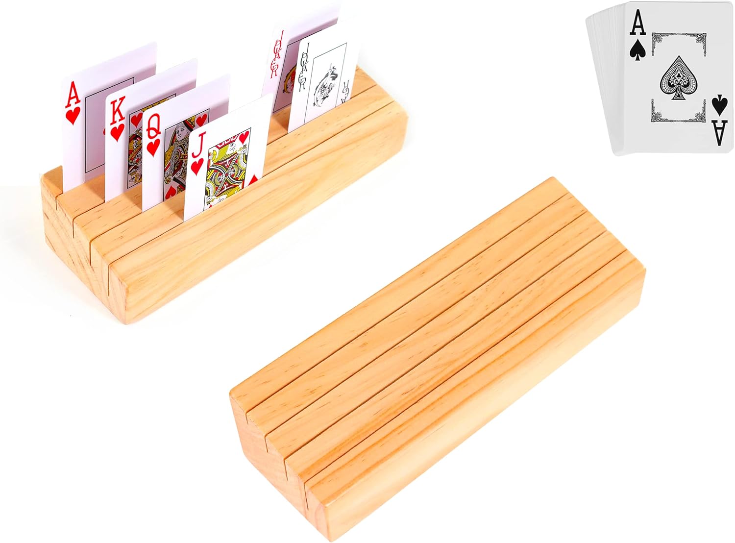Playing Card Holder with Playing Card Set Wooden