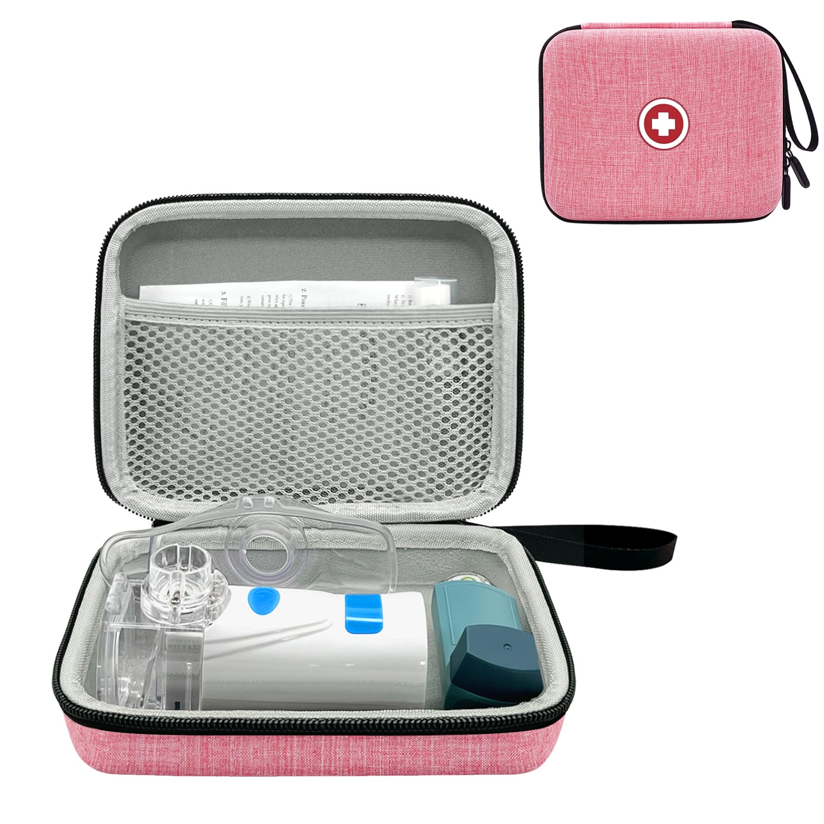 Klawdsky Carrying Case for Portable Nebulizer, Travel Medical Bag, Hard Emergency Medical Bag for Inhaler Spacer Case for Adults(Bag Only) (Pink)