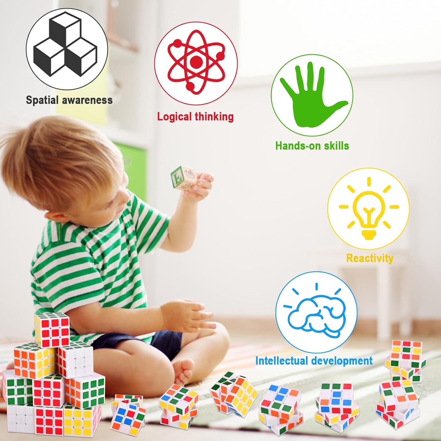 GOLDGE 100 Mini Cube Puzzles, 1.18in 3x3 Magic Cube Party Favors for Kids, School Rewards, Classroom Prizes for Students, Goody Bag Filler, Stocking Stuffers, Birthday, Easter & Christmas -6 Colors