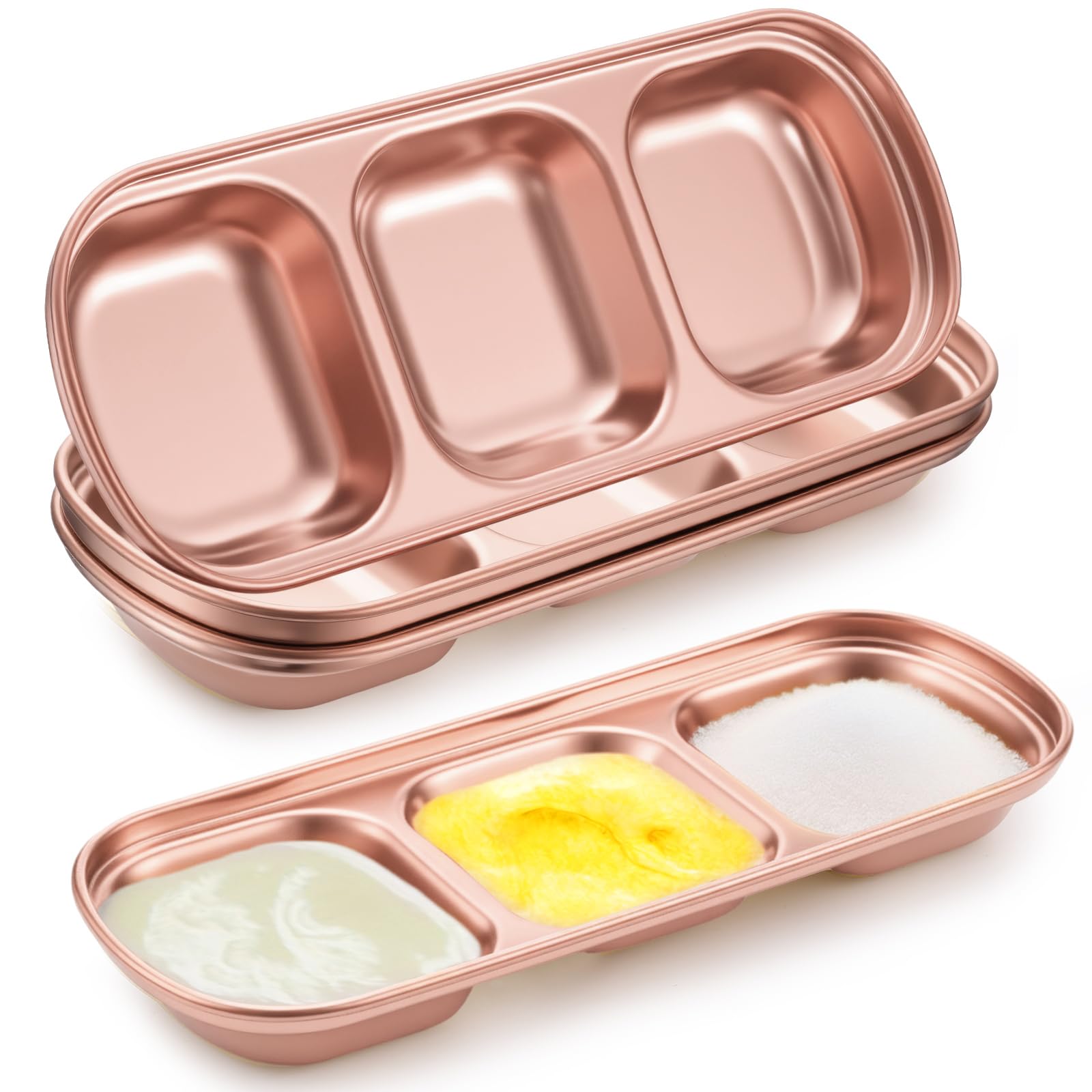4 Pcs Esthetician Bowls Face Mask Tray,Stainless Steel, Rose Gold, Medium