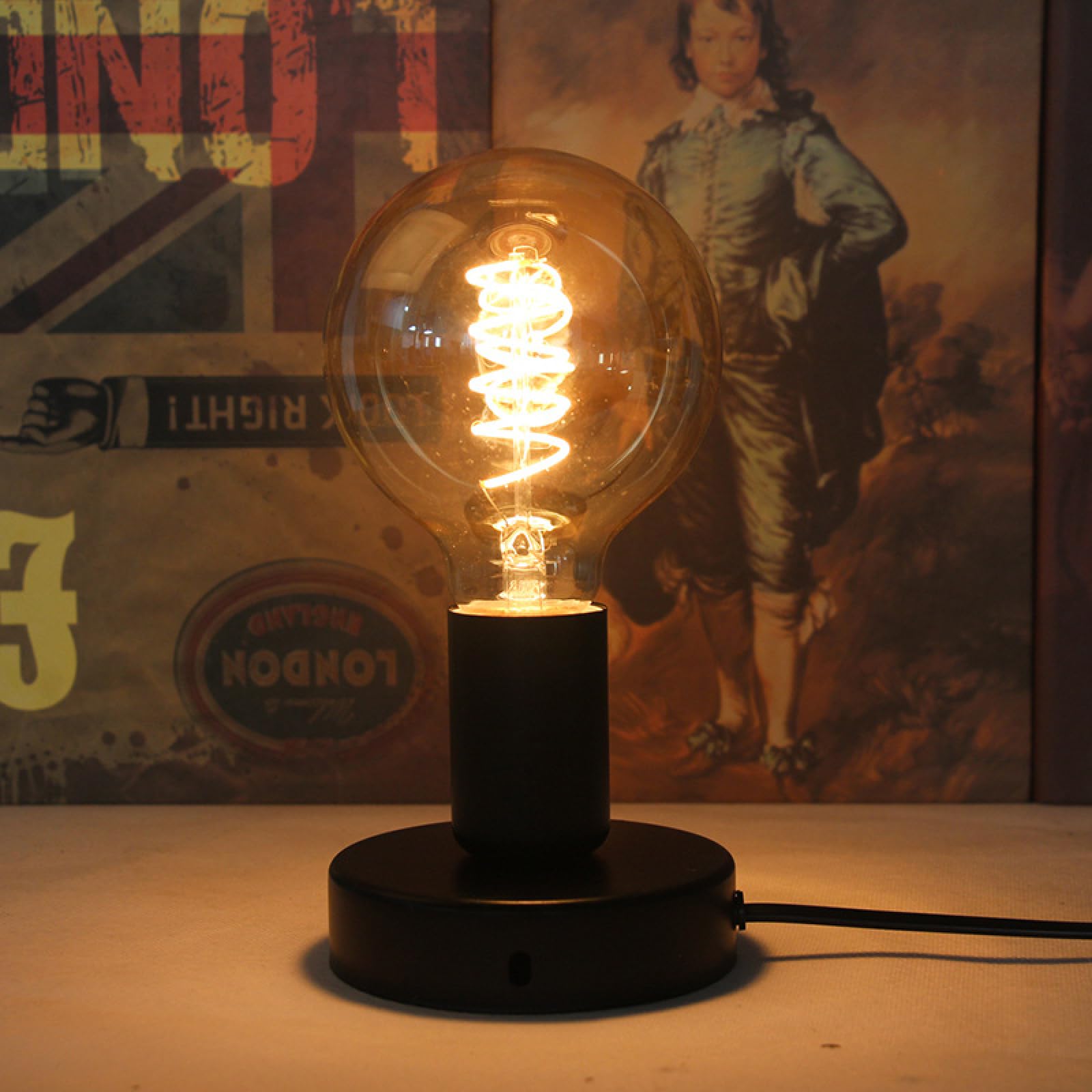 Oprawa lampy E27 z przełącznikiem, czarna, oprawa z kablem sieciowym 1,8 m, retro, oprawa E27, do baru, sypialni, salonu, biura, "zrób to sam" (bez żarówki)