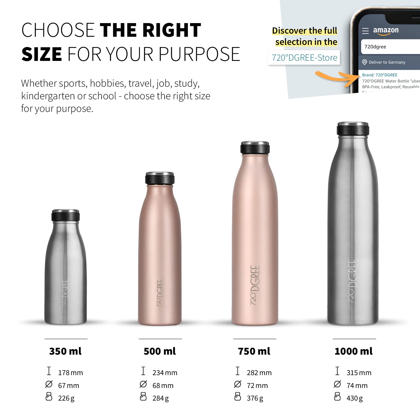 Visita la tienda de 720°DGREE 720°DGREE Botella Agua Acero Inoxidable “milkyBottle“ – 750ml - Sin BPA Free, Antigoteo y Prueba de Fugas - Frasco térmico, Cantimplora Aislada - Bebida con Gas, Deporte, Escuela, Gimnasio, Exteriore in use