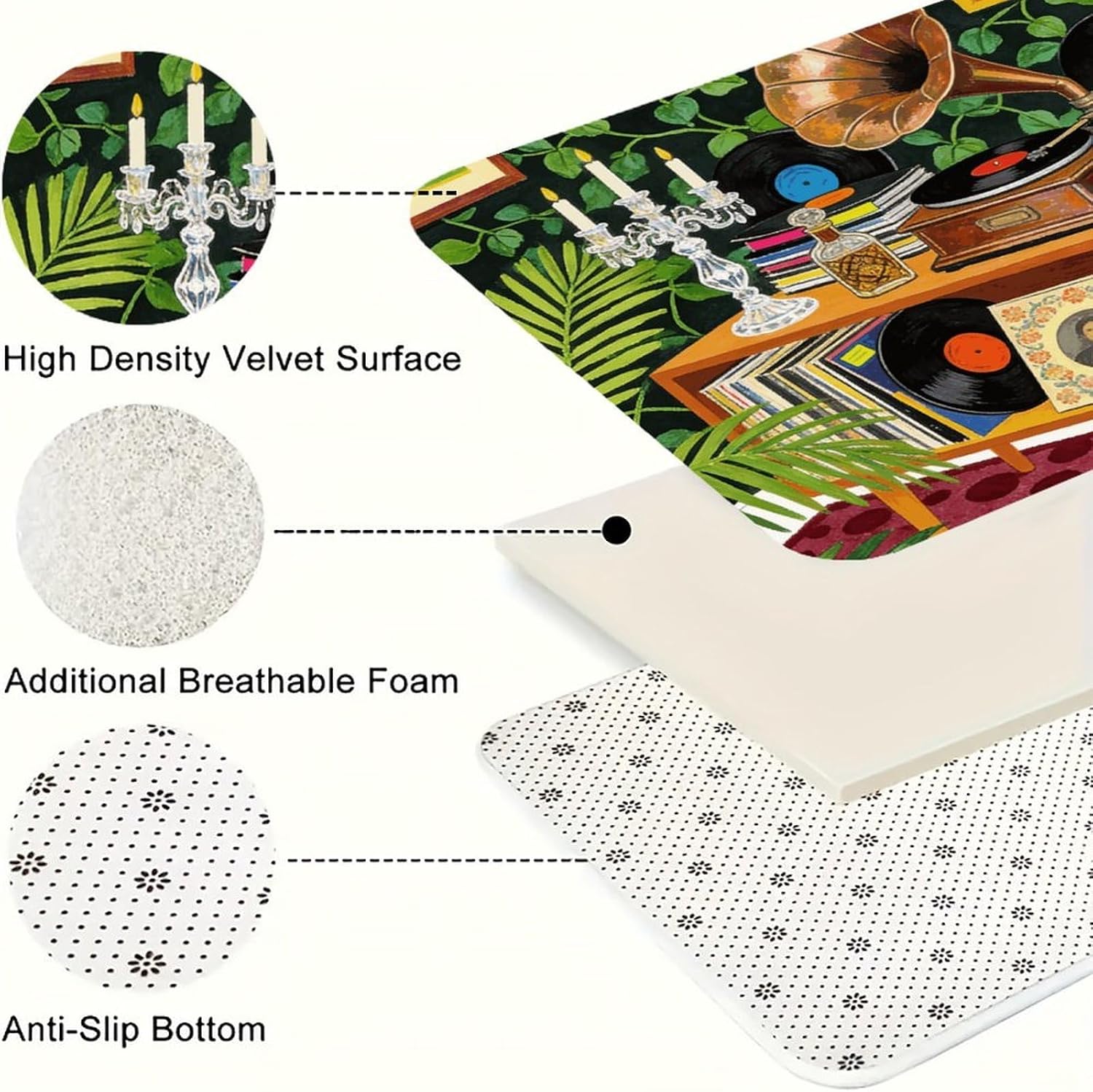 Retro Music Kitchen Mats Set of 2 Cushioned Anti Fatigue Rug image 3