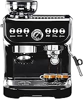 Vista 1 de Máquina de café expreso MIROX de 15 bares, cafetera con espumador de leche de vapor, molinillo de granos incorporado, máquina de capuchino combinada