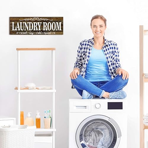 Miniatura 5 de Jetec 2 letreros de madera para despensa para cuarto de servicio, decoración de pared, casa de campo, lavandería, despensa, puerta, para cocina,