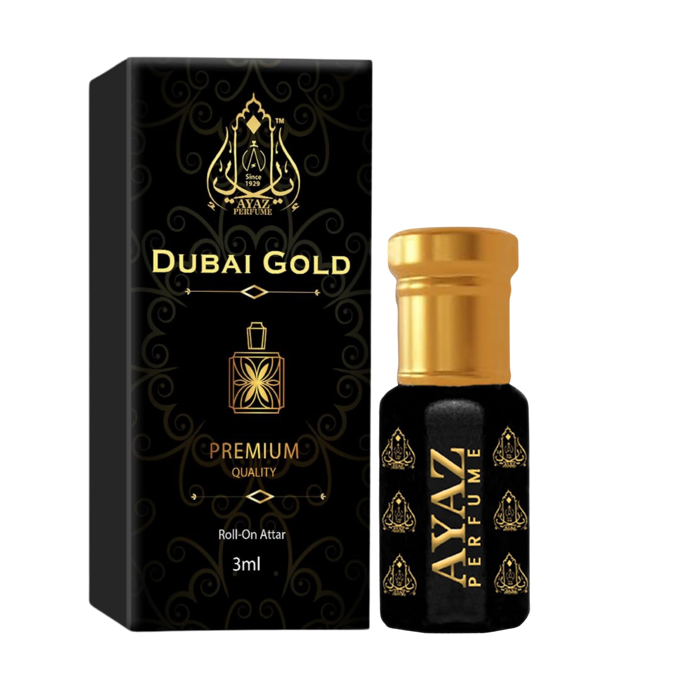 AYAZ Perfume Dubai Gold | Opulent & Luxurious Fragrance | Long-Lasting Perfume Oil | Unisex Fragrance | Exotic Attar | Arabian Attar | 3ml