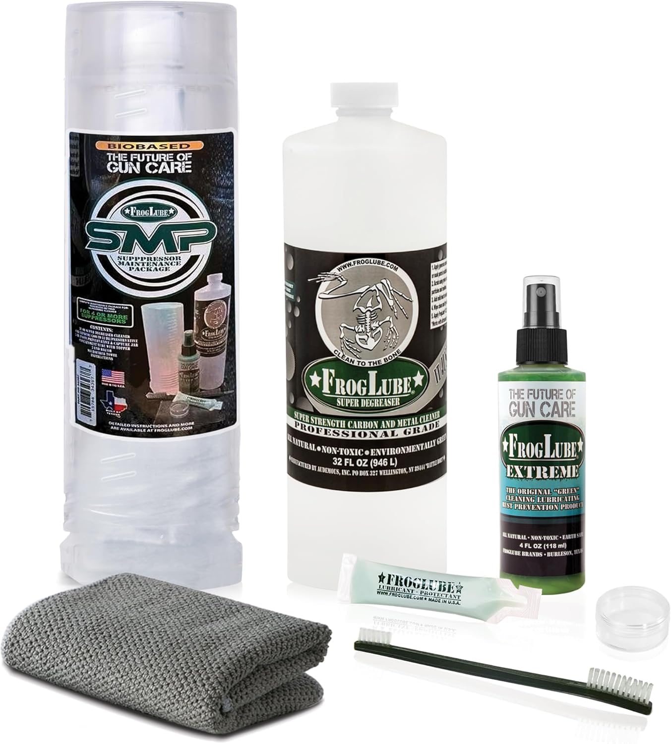 Frog Lube Suppressor Cleaning Kit with Suppressor Cleaner & Soaking Tube - Targets Heavy Carbon & Lead Deposits - Metal Bonding Lubricant to Season Baffles & Prevent Stuck Suppressors