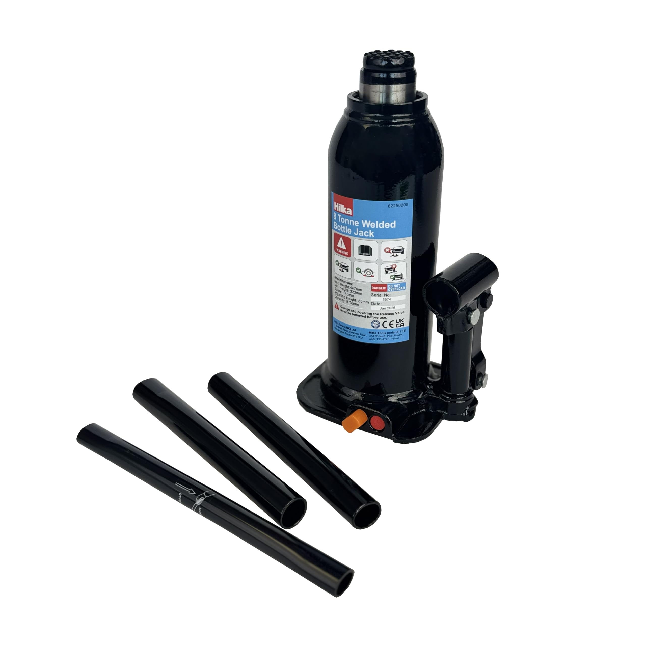 Hilka Tools 82250208 Cric Bouteille soudé 8 tonnes 222-447 mm